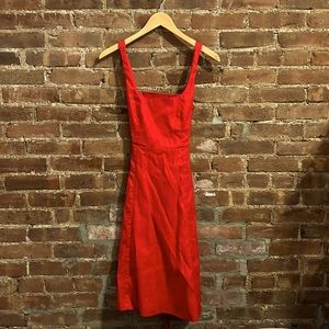 Petite Linen-Cotton Square-Neck Dress